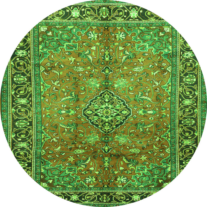 Square Persian Green Traditional Rug, tr2890grn