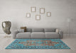 Machine Washable Persian Light Blue Traditional Rug in a Living Room, wshtr2890lblu