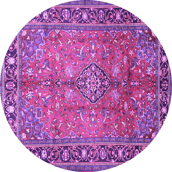 Round Persian Purple Traditional Rug, tr2890pur
