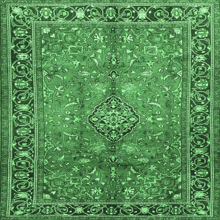 Square Persian Emerald Green Traditional Rug, tr2890emgrn
