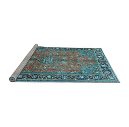 Sideview of Machine Washable Persian Light Blue Traditional Rug, wshtr2890lblu