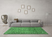 Machine Washable Persian Emerald Green Traditional Area Rugs in a Living Room,, wshtr2890emgrn