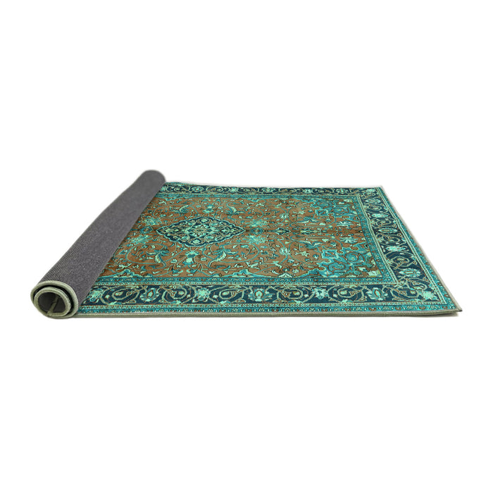 Sideview of Persian Turquoise Traditional Rug, tr2890turq