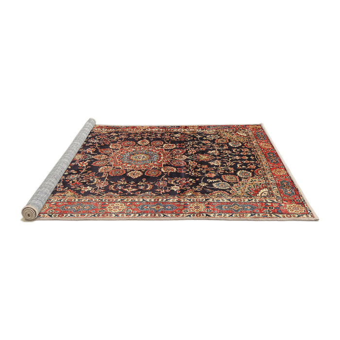 Sideview of Machine Washable Traditional Saffron Red Rug, wshtr2891