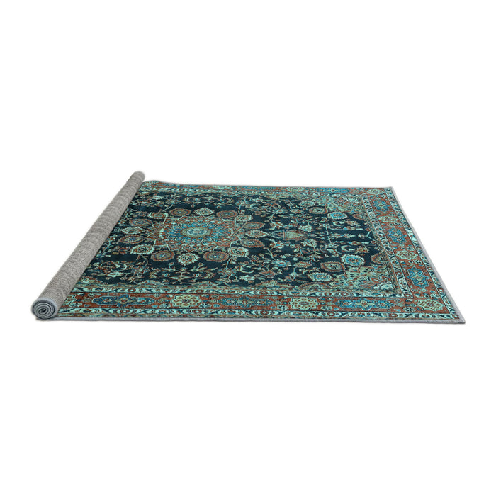 Sideview of Machine Washable Persian Light Blue Traditional Rug, wshtr2891lblu