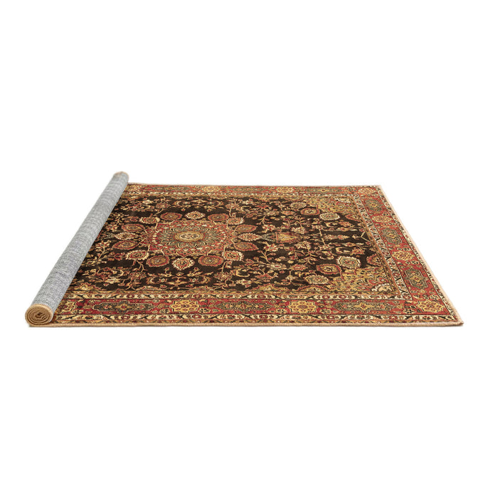 Sideview of Machine Washable Persian Brown Traditional Rug, wshtr2891brn