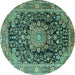 Round Persian Turquoise Traditional Rug, tr2891turq