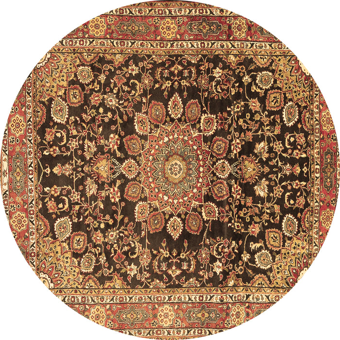 Round Persian Brown Traditional Rug, tr2891brn