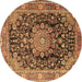 Round Persian Brown Traditional Rug, tr2891brn