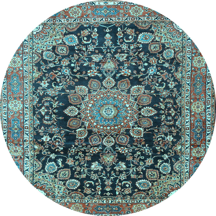 Round Persian Light Blue Traditional Rug, tr2891lblu