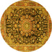 Round Machine Washable Persian Yellow Traditional Rug, wshtr2891yw