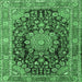 Square Machine Washable Persian Emerald Green Traditional Area Rugs, wshtr2891emgrn