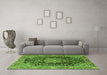 Machine Washable Persian Green Traditional Area Rugs in a Living Room,, wshtr2891grn