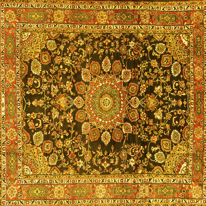 Square Machine Washable Persian Yellow Traditional Rug, wshtr2891yw