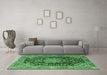 Machine Washable Persian Emerald Green Traditional Area Rugs in a Living Room,, wshtr2891emgrn