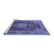 Sideview of Machine Washable Persian Blue Traditional Rug, wshtr2891blu