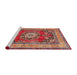 Sideview of Machine Washable Traditional Tangerine Pink Rug, wshtr2892