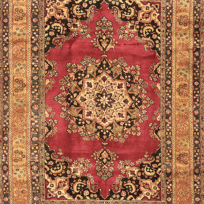 Machine Washable Medallion Brown Traditional Rug, wshtr2892brn