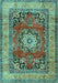 Machine Washable Medallion Turquoise Traditional Area Rugs, wshtr2892turq