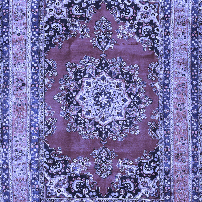 Machine Washable Medallion Blue Traditional Rug, wshtr2892blu