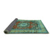 Sideview of Medallion Turquoise Traditional Rug, tr2892turq