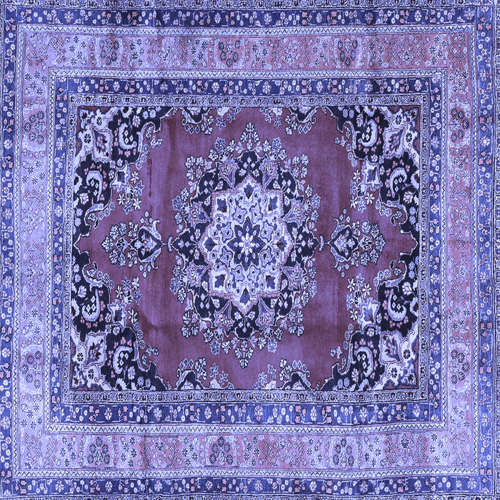 Square Machine Washable Medallion Blue Traditional Rug, wshtr2892blu