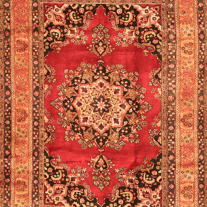 Serging Thickness of Machine Washable Medallion Orange Traditional Area Rugs, wshtr2892org