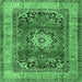 Square Medallion Emerald Green Traditional Rug, tr2892emgrn