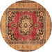 Round Medallion Brown Traditional Rug, tr2892brn