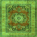 Round Machine Washable Medallion Green Traditional Area Rugs, wshtr2892grn