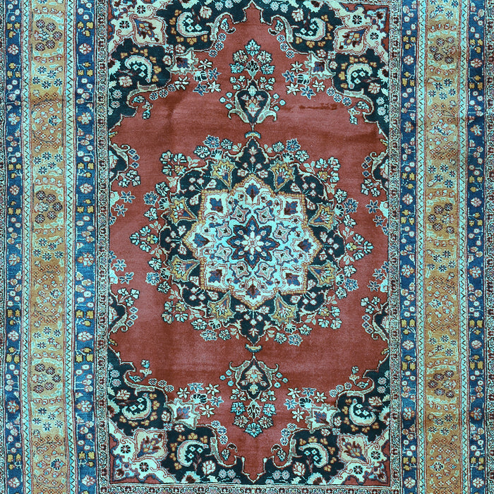 Medallion Light Blue Traditional Rug, tr2892lblu