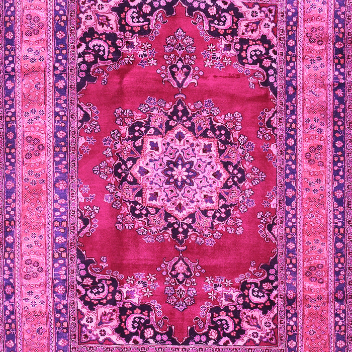 Machine Washable Medallion Pink Traditional Rug, wshtr2892pnk