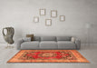 Machine Washable Medallion Orange Traditional Area Rugs in a Living Room, wshtr2892org