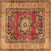 Square Medallion Brown Traditional Rug, tr2892brn