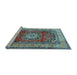 Sideview of Machine Washable Medallion Light Blue Traditional Rug, wshtr2892lblu