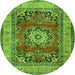 Machine Washable Medallion Green Traditional Area Rugs, wshtr2892grn