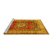 Sideview of Machine Washable Medallion Yellow Traditional Rug, wshtr2892yw