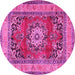 Round Medallion Pink Traditional Rug, tr2892pnk