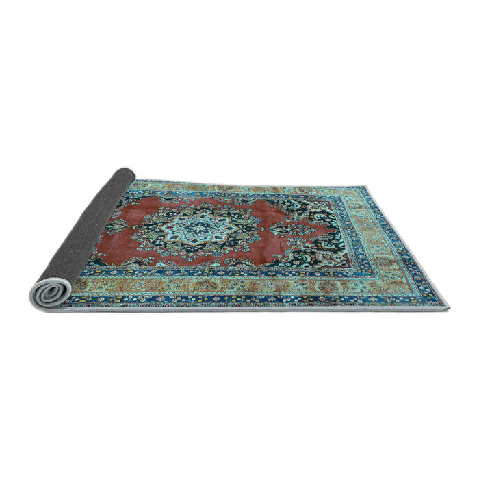 Sideview of Medallion Light Blue Traditional Rug, tr2892lblu