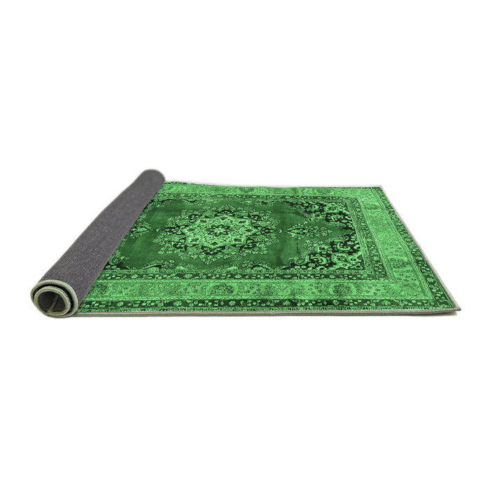Sideview of Medallion Emerald Green Traditional Rug, tr2892emgrn