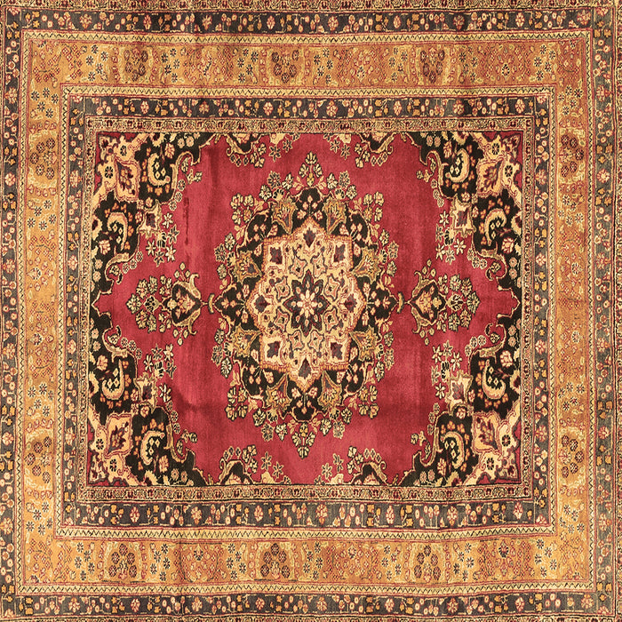 Square Machine Washable Medallion Brown Traditional Rug, wshtr2892brn