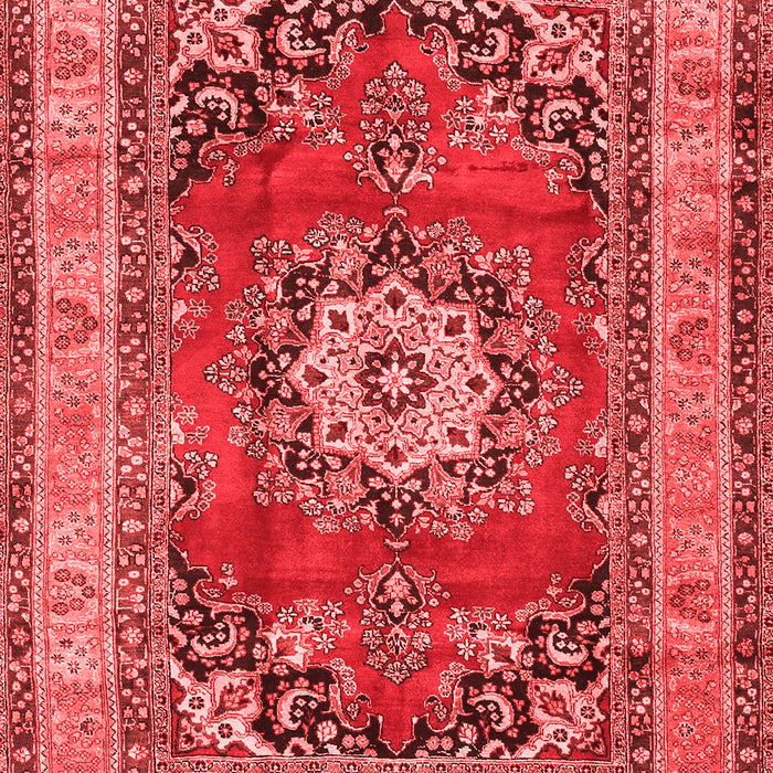 Machine Washable Medallion Red Traditional Rug, wshtr2892red