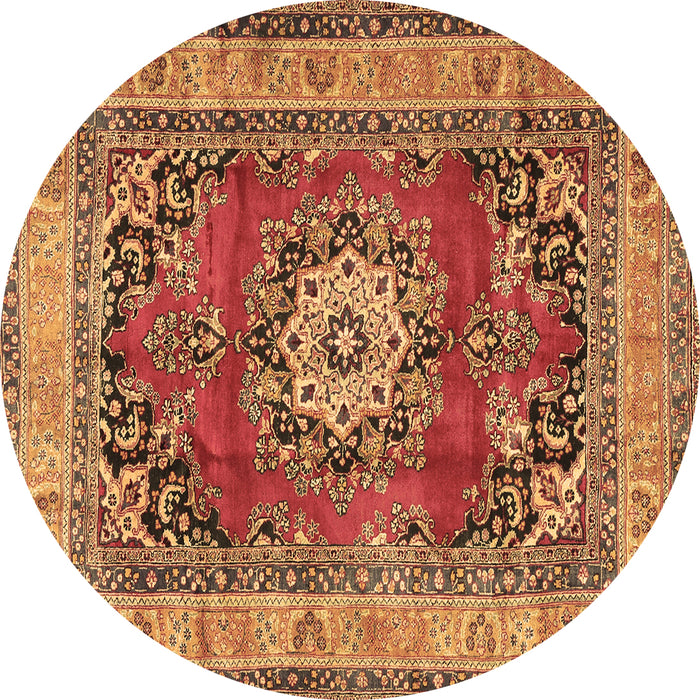 Round Machine Washable Medallion Brown Traditional Rug, wshtr2892brn