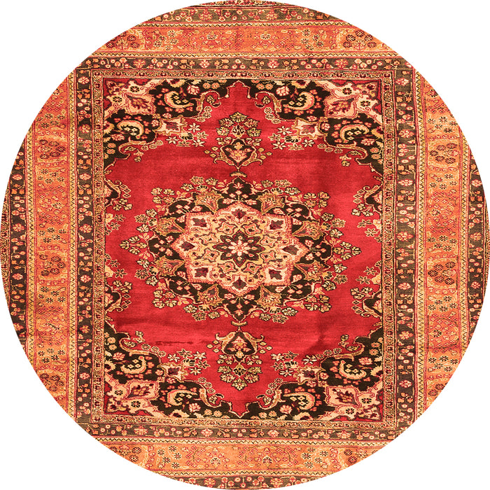 Machine Washable Medallion Orange Traditional Area Rugs, wshtr2892org