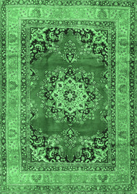 Medallion Emerald Green Traditional Rug, tr2892emgrn