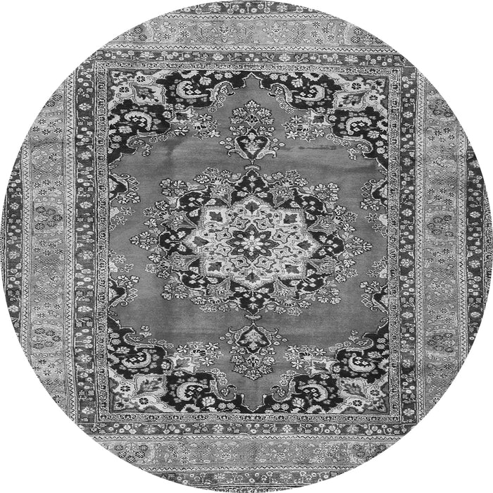 Machine Washable Medallion Gray Traditional Rug, wshtr2892gry