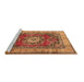 Sideview of Machine Washable Medallion Brown Traditional Rug, wshtr2892brn