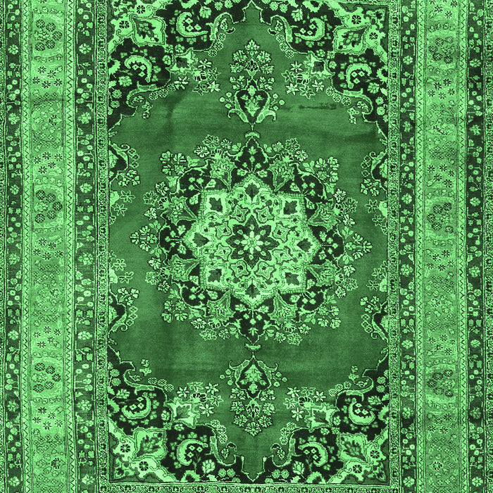 Machine Washable Medallion Emerald Green Traditional Area Rugs, wshtr2892emgrn