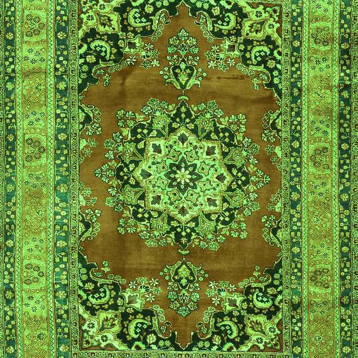 Serging Thickness of Machine Washable Medallion Green Traditional Area Rugs, wshtr2892grn