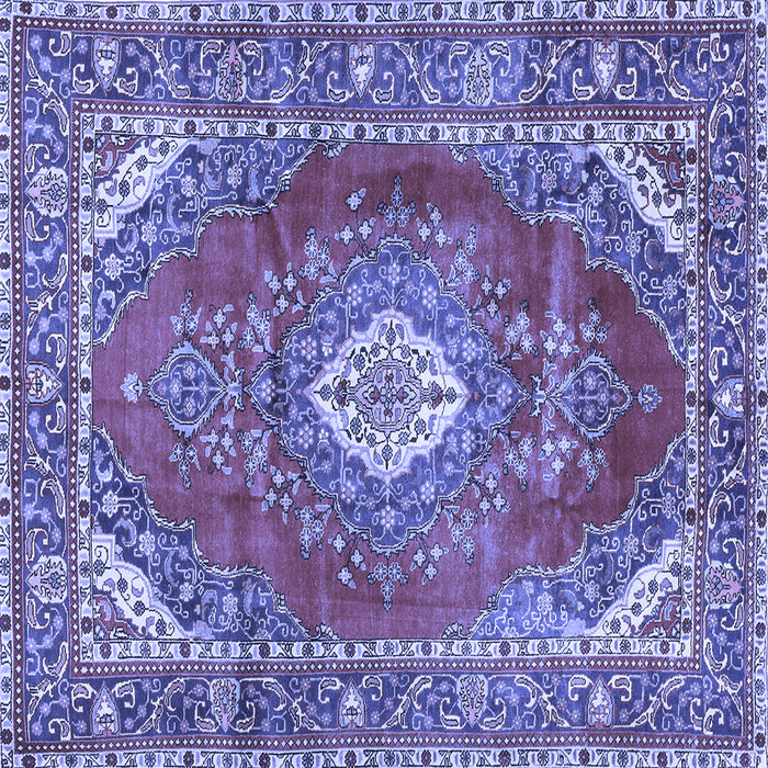 Square Machine Washable Medallion Blue Traditional Rug, wshtr2893blu